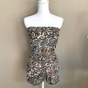 Leopard Strapless Lightweight Romper Size M
